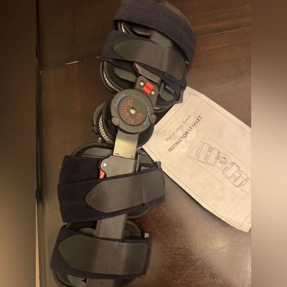 Adjustable Black Hinged Knee Brace with ROM Dial Support
